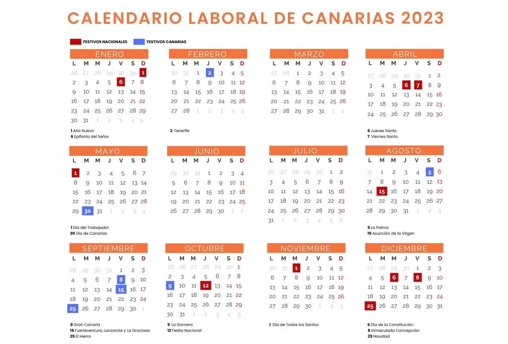 Calendario laboral de Canarias del año 2023: días festivos y puentes